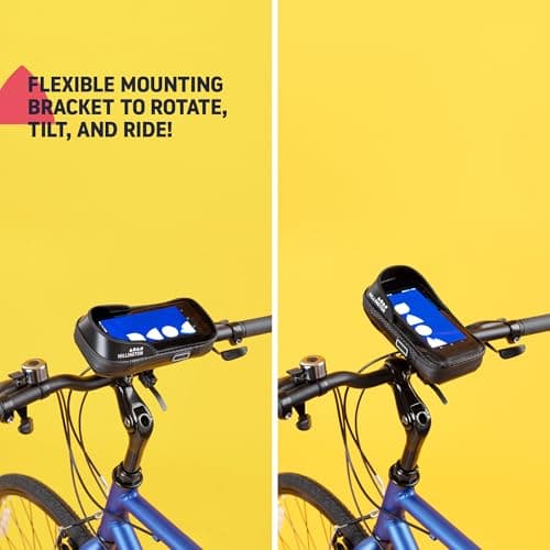 Hillington Bike Phone Holder Waterproof - 360° Rotation Bike Phone Mount Cycle with Clear Front Window, Sun Visor, Pockets - Fits Handlebars up to 45mm - Phone Holder for Bicycle Waterproof — view 6
