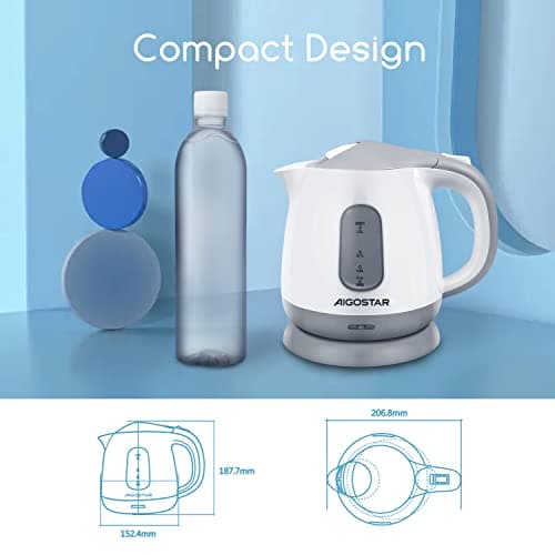 Aigostar Small Electric Kettle 1.0L, 1100W Low Wattage, Portable for Travel — view 2
