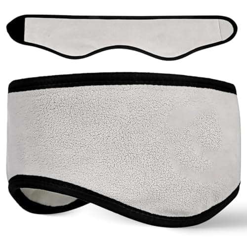 DEARMAMY Sleeping Ear Muffs Adjustable Fleece Ear Warmers for Sleep Soft Covers for Women and Adults Winter Travel Bedtime Muff Headband Grey
