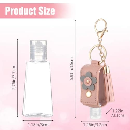 YBEATY 4 Pcs Portable Handwashing Fluid Keychain 30ml Refillable Leather Hand Handwashing Fluid Mini Case Holder Keychain Travel Size for Toiletry Lotion Liquid Soap Shampoo — view 2