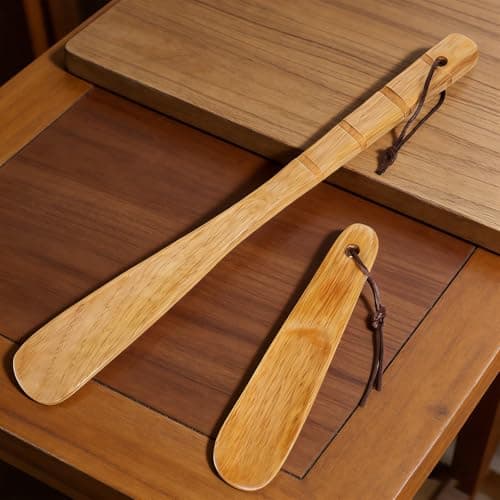 2 PCS Shoe Horn Long Handled Wooden Shoe-Horn for Boots Beech Shoe-Horns — view 5