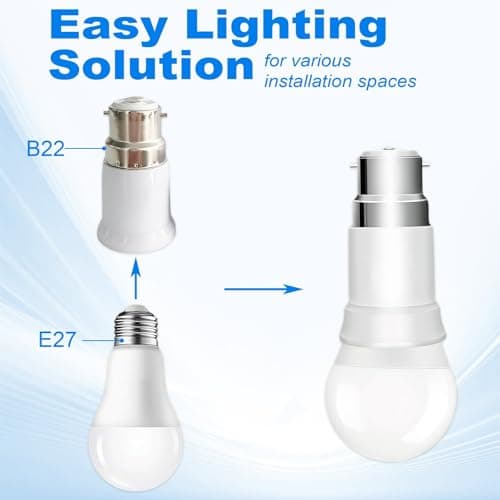 6 Pack B22 to E27 Light Bulb Adapter, Bayonet Cap BC to Edison Screw ES Socket Converter, Universal Lamp Holder for LED Bulbs, Ceiling Fans, Floor Lamps & Hanging Light Fittings, 6PCS — view 5