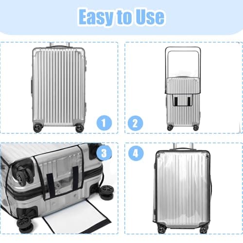 MAOMUN 3 PCS Clear Suitcase Cover with 3 Luggage Tags, Waterproof PVC Suitcase Covers Protectors Luggage Covers for Suitcases 20/24/28inch, Dustproof Luggages Cover for Travel Business Daily Using — view 6
