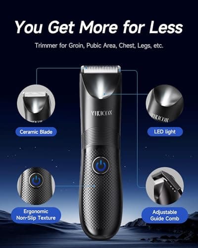 VIKICON Manscape Body Trimmer Men, Painless Body Shavers for Balls & Pubic — view 2
