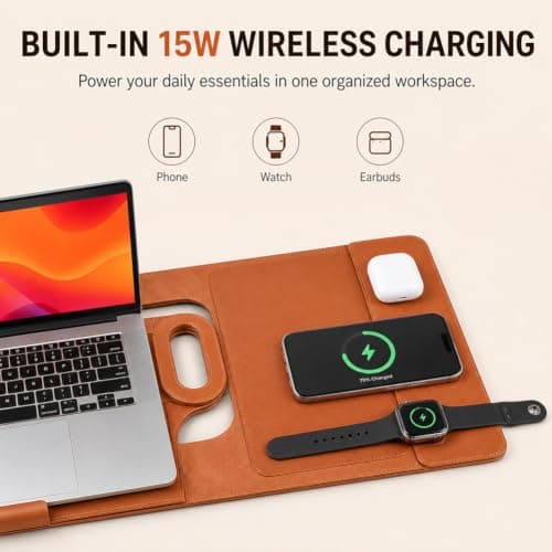 Wireless Charging Laptop Bag with Built-In Multi-device Charger，Black — view 4