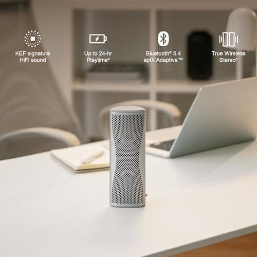 KEF Muo Portable Bluetooth Speaker, Wireless Waterproof Speaker, Silver — view 3