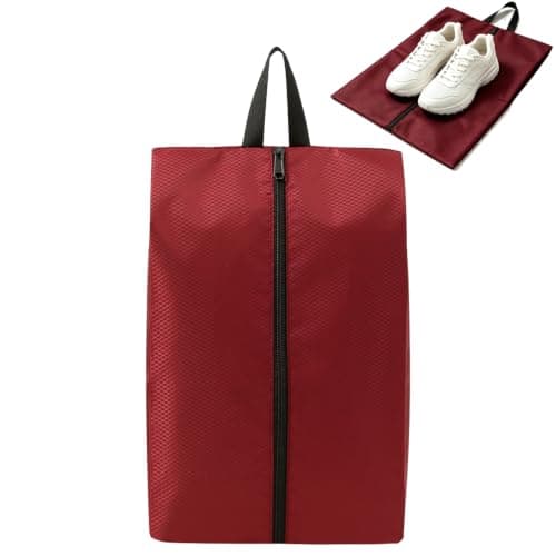 Waterproof Oxford Shoe Storage Bags, Dustproof Zippered Organiser Pouch for Trainers | Wine Red Gym & Travel Accessories