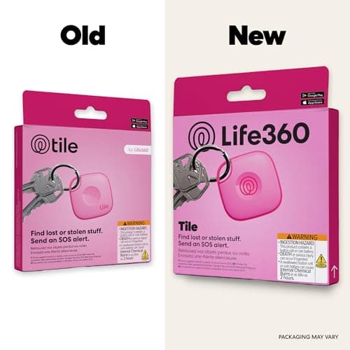 Life360 Tile - Bluetooth Tracker, Keys Finder and Item Locator for Keys, Bags and More. Phone Finder. Both iOS and Android Compatible. 1-Pack (Pink Punch) — view 2