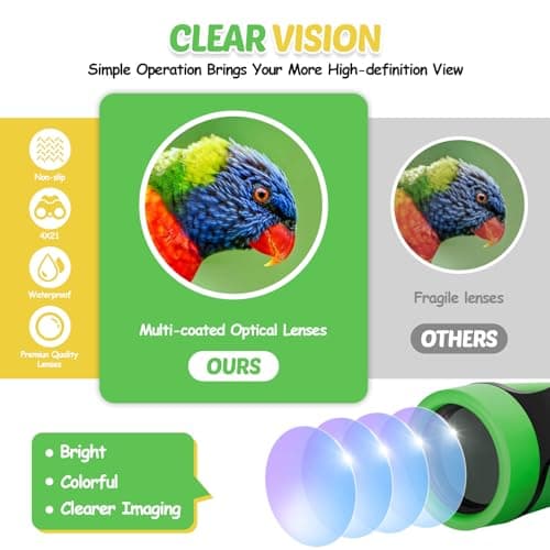 Binoculars for Kids, Kids Binoculars toys for 3 4 5 6 7 8 Years Boys and Girls, Set with Magnifying Glass & Compass - Birthday Gifts Outdoor Toy for Kid Ages 3-8 Toddler Camping (green) — view 5