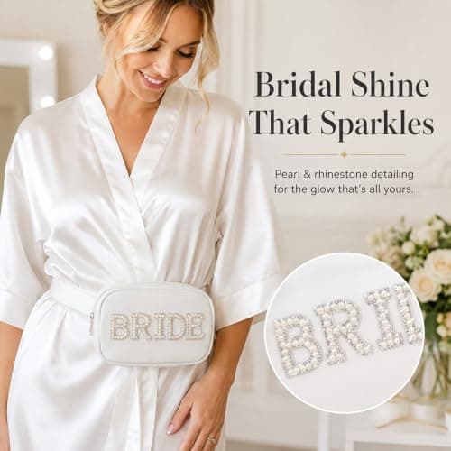 White Bride Fanny Pack with Pearl Letters for Hen Party Events — view 4