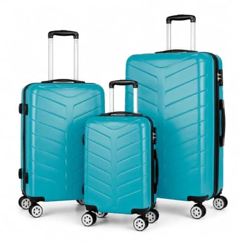 Set of 3 Pcs Luggage Hardshell Suitcase Light Weight, Teal — view 3