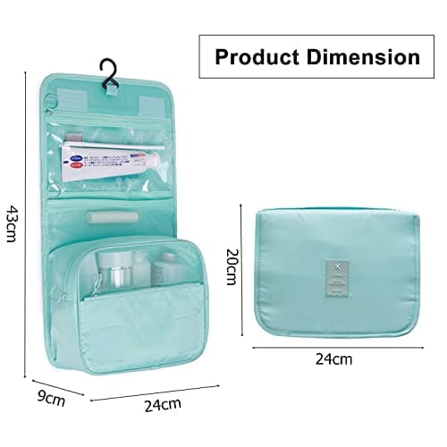 Hanging Travel Toiletry Bag,Wash Bag Portable Make Up Bag for Women,Large Capacity Cosmetic Bag Perfect for Travel/Daily Use（Sky Blue） — view 2