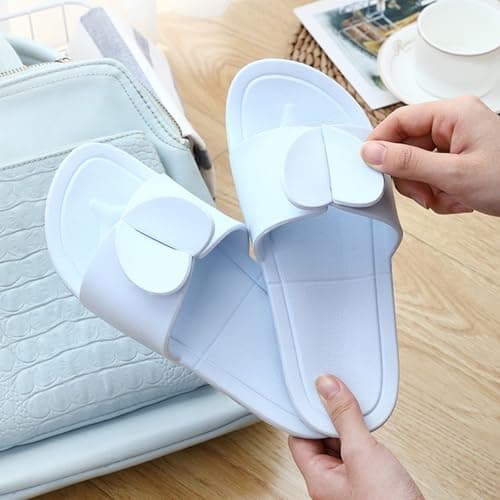Nuoke sliders,summer slippers,Creative Portable For Summer Travel Business Trips Foldable Outerwear Swimming Hotel Non Home Girls' Heart with Hard Sole (Sky Blue, 6) — view 2