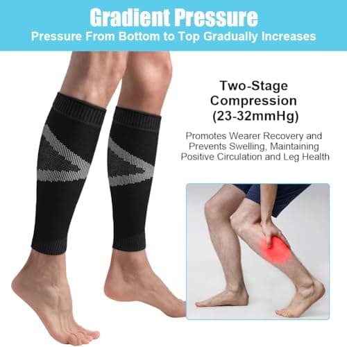ACWOO Calf Support Compression Sleeves for Women Men, 1 Pair 23-32mmHg Class 2 Shin Splints Brace Support for Torn Muscle Pain Relief, Cramps, Sprains, Footless Leg Socks for Running Sports Flight — view 4