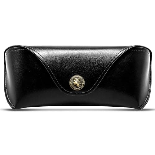 SUNGAIT Vegan Leather Glasses Case Portable Sunglasses Holder Hard Shell Slim Design Travel-Ready, Black, Large