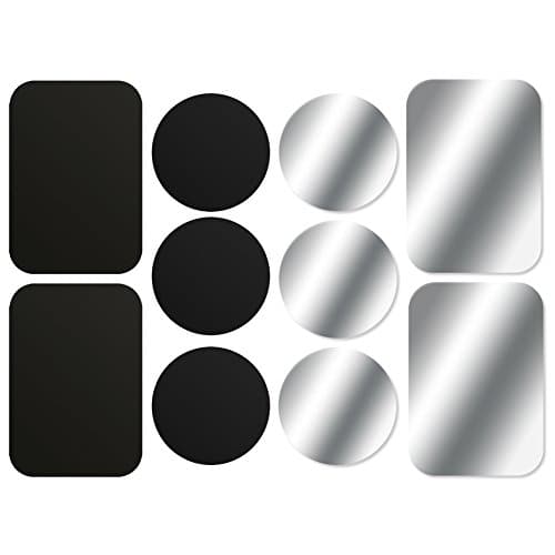 AJOXEL Metal Plate for Phone, [10 Pack] Replacement Mount Metal Plates Kits with Adhesive Universal for Magnetic Car Phone Holder Cradle Magnet Car Mount (4 Rectangular and 6 Round), Black+Silver