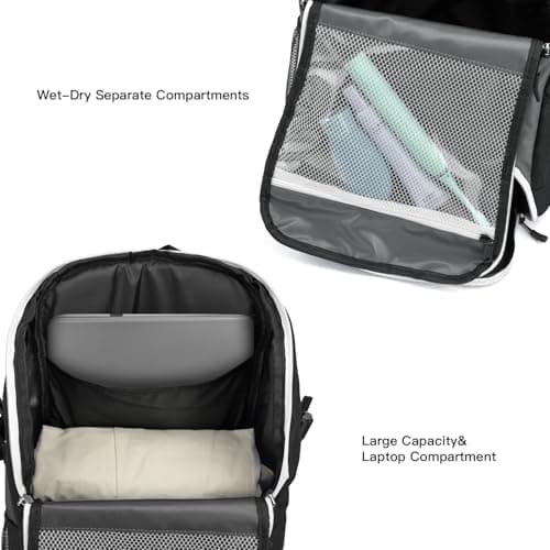 TAIHOYIN Gym Backpack for Men Women with Shoes Compartment & Wet Pocket 30L Travel Laptop Rucksack Waterproof Casual Daypacks Sports Duffel Bag for Swimming Yoga, Grey — view 6
