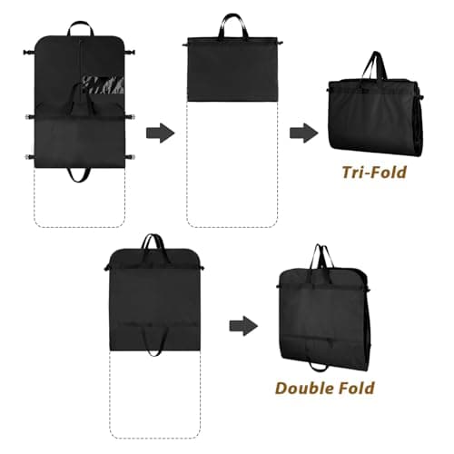 KEEGH Garment Bag for Travel 54 inch Trifold Suit Bag for Storage, Black — view 3