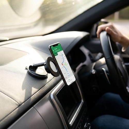 Magnetic Phone Holder Mount, Universal Suction Cup Phone Stand for Car Windscreen, Office Glass, Home Window & Kitchen, Strong Vacuum 360° Rotating Foldable Mount, iPhone Samsung Compatible — view 2