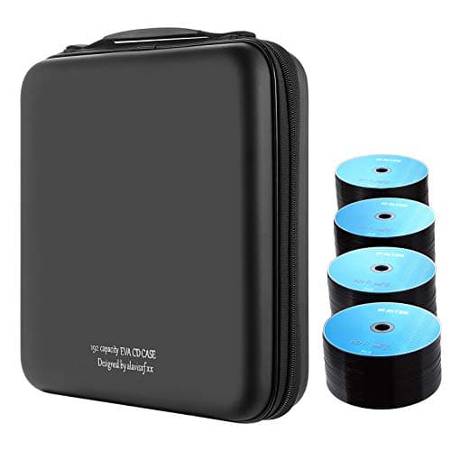 KUOCDSIK CD Case, 192 Capacity Hard EVA Protective Blu-ray CD Wallet Double Zipper Hand Strap Portable Disc Organizer DVD Case for Car Travel (192 Capacity, Black192) (Pack of 2) — view 2