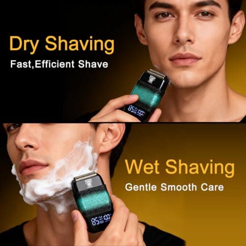 Foil Shaver,Electric Foil Shavers for Men Electric Razors Cordless,Rechargeable,Waterproof,Double Floating Blade Big LED Display for Close Shaving,Travel Razors Trimmer — view 5