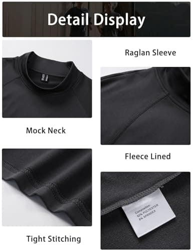 MAGCOMSEN Men's Thermal Tops Winter Fleece Shirts Warm Base Layer Black, M — view 5
