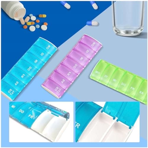 ZHAOYCSH 7 Day Pill Organiser, Weekly Medicine Box Portable Pill Case for Vitamins, Supplements, Medication| 5-Pack Multicolor Waterproof Travel Pill Organizer, Ideal for Work & Gifting — view 6