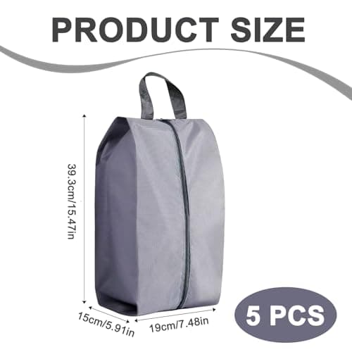 Travel Shoe Bags, 5PCS Shoe Bags for Travel, L Size Shoes Storage Bag, Unisex Shoe Pouch for Travel or Home Storage(Grey) — view 2