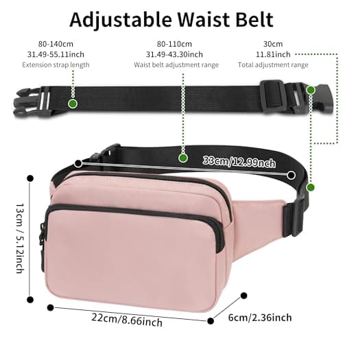 IHIGOGOFA Bumbags Waist Fanny Pack Fashion Bum Bag with 30cm Extended Belt for Dog Walking Climbing Hiking Travel Cycling Girls Ladies Men Women (Pink) — view 6