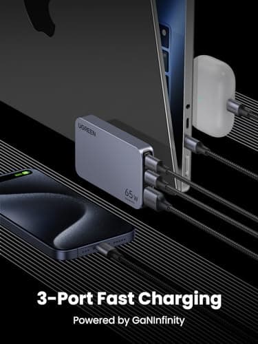 UGREEN 65W USB C Charger Nexode Pro 2C1A Travel Charger with UK/EU/US Plug with Retractable USB C to USB C Cable 100W 1M, Charging Kit for MacBook Pro/Air, iPhone 17/16, iPad Pro, Galaxy S26/S25 — view 2