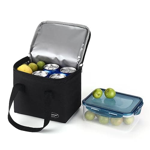 TEAMOOK Small Cool Bag Leakproof Waterproof Soft Insulated Lunch Bag for Adults and Kids 6 Cans (Black) — view 6