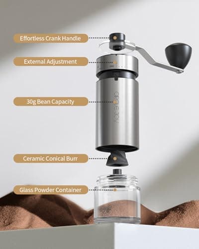 CIRCLE JOY Manual Coffee Grinder with 40 Gear Settings, Stainless Steel — view 5