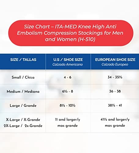 ITA-MED Anti-Embolism Knee High Stockings for Men & Women, Light Compression Socks (18 mmHg), Medical Orthopedic Support Stockings for Varicose Veins, Edema, Swelling, Soreness, Pain, & Aches, Large — view 6