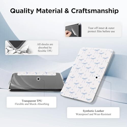 Litvana Detachable Magnetic Case for 7'' Kindle Paperwhite 12th Gen 2024 and Kindle Colorsoft Signature Edition, Slim PU Shell Cover Case with Auto Wake/Sleep, Blue Bow Tie — view 6