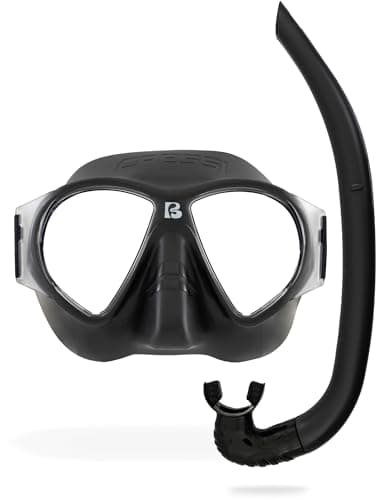 Cressi since 1946 - Nautilus Combo - Force Mask Separate Polycarbonate Lenses + Vibe Snorkel TPR Tube Silicone Mouthpiece Ideal Snorkeling and Surface Swimming - Black - One Size - Adult