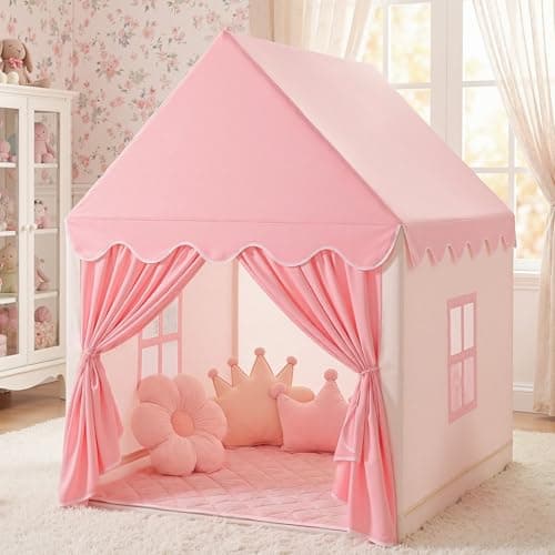 Wilwolfer Kids Play Tents for Toddlers Kids Tents Indoor Playhouse - Princess Tent for Girls Toy House Gift (Pink Play Tent)