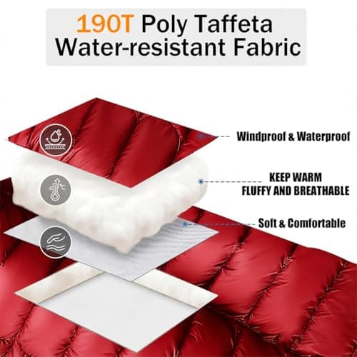 Double Sleeping Bag, Extra Large 3-4 Season Lightweight,Waterproof Indoor & Outdoor Use for Adults & Kids, Premium Sleeping bag for Hiking, Backpacking and Camping (Red) — view 3