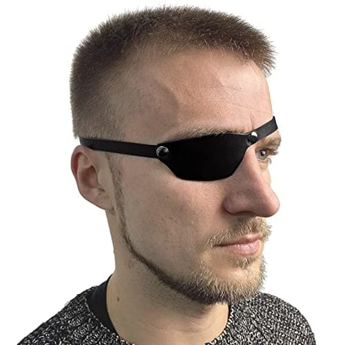 Vintage Single Eye Patch - Retro PU Leather Eye Mask - Fashion Novelty Eye Cover - Medieval Steampunk Retro Leather Mask - for Adults Halloween Cosplay Costume Accessories (right)