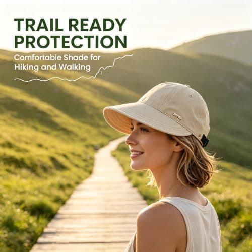 Trendy Wide Brim Sun Hat,UPF 50+ UV Protection Cap for Ponytails Khaki — view 2