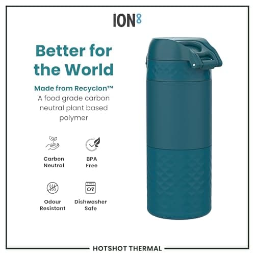 ION8 Insulated Travel Mug, Leak Proof, Triple Lock Secure, Spill-Free in Transit, Hygienic Cover, Easy-to-Clean, Perfect On-The-Go, Soft Base, Stainless Steel, Deep Teal — view 5