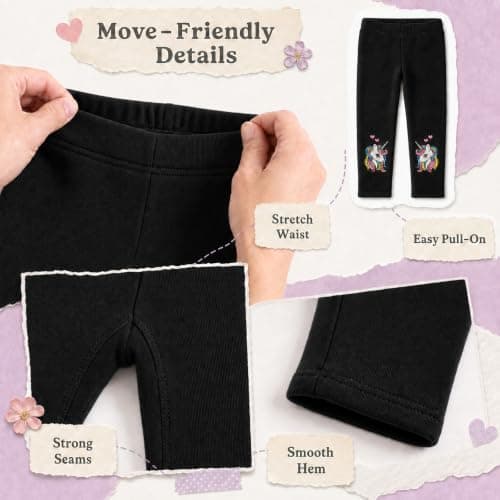 JinBei Girls Fleece Lined Leggings Thick Warm Trousers, 3-4 Years, Black — view 4