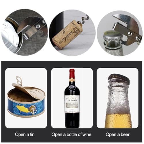 3-in-1 Corkscrew Wine Bottle Opener | Wine Opener Stainless Steel, Waiter's Friend All-in-One Corkscrew and Bottle Opener for Restaurant, Bar, Home | Sommelier Multi-Tool — view 4