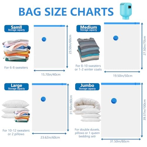 Vacuum Storage Bags 10Pcs with Electric Pump| 2XL+2L+2M+4S Space Saver Bags — view 2