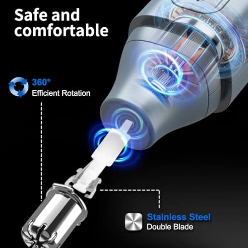 JISHO Nose Hair Trimmer for Men and Women– 10000 RPM Powerful Motor with Dual Stainless Steel Edge Blades USB Type-C Rechargeable for Easy Cleansing Travel Size — view 4