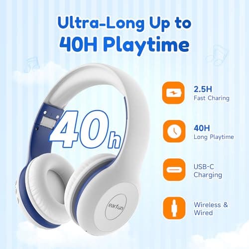 EarFun K2 Kids Headphones Wireless with Mic 45H Playtime, Volume Limit — view 6