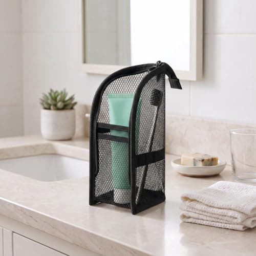 Large Capacity Freestanding Travel Toiletry Bag Waterproof Makeup (Black) — view 5