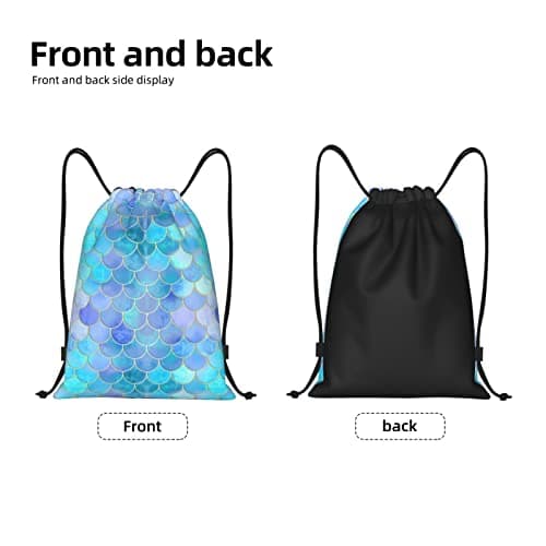 TOPUNY Starfish Coastal Wool printing Drawstring backpack bag, sports and fitness bag, Gold Mermaid Scale, M, Travel Backpacks — view 5