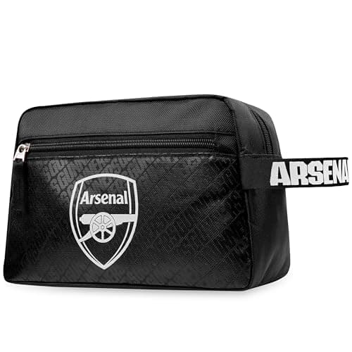 Arsenal F.C. Toiletry Bags for Men, Hanging Travel Wash Bag with Zipped Pockets, Football Gifts for Kids Teens Adults