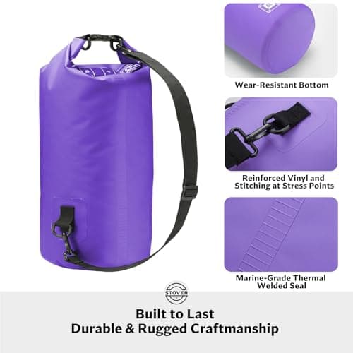 STOVER 5/10/25/30/40L Waterproof Dry Bag- Roll-Top Backpack w/Phone Case- Kayaking, Hiking, Camping, Boating- Men/Women — view 3