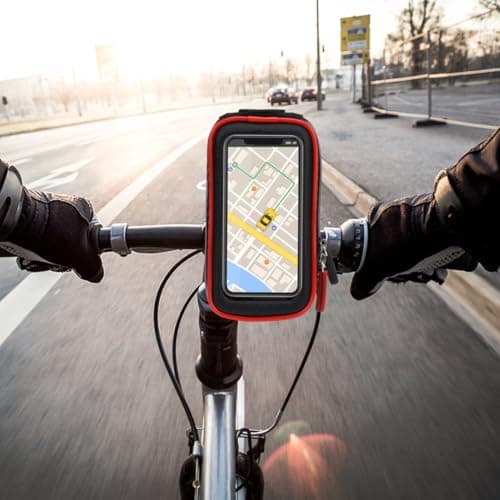 BCOATH Waterproof Bike Phone Bag with Stand, Nylon Front Pouch Black — view 6